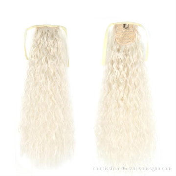 Hot Selling High Quality Long Straight Clip In Hair Tail False Hair Ponytail Hairpiece Wrap Around  Synthetic Hair Extension